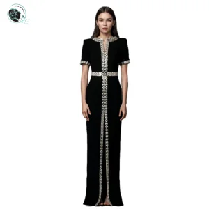 Women's Elegant Luxury Designer Brand High Formal Floor-Length Evening Wear for Parties Natural Wholesome Rhinestone Supply