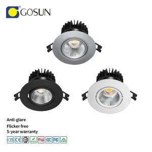 Flicker Free 8-90W CRI80/90/97 Anti-glare Recessed 5 Years Warranty LED COB Downlight