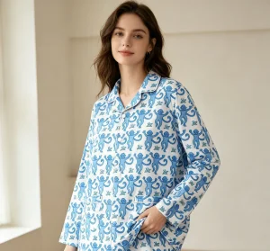 Conjunto de pijamas de manga larga con estampado para mujeres de tallas grandes, primavera y otoño