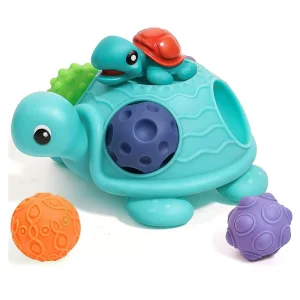 Brinquedo de Bola Sensorial de Tartaruga com Pote de Cola Macia para Desenvolvimento Infantil