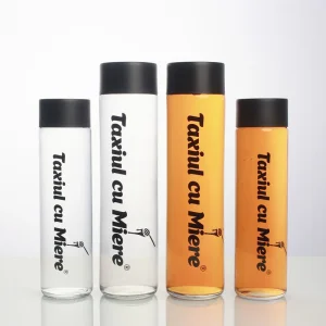 Luxury Screen Printing Decal Logo 500ml 700ml High Flint Clear Round Juice Beverage Water Glass Bottle with Plastic Cap