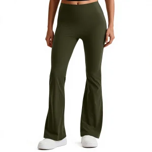 Women's High Waist Butt Lift Yoga Flared Legs Pants Breathable Eco-Friendly Spandex/Polyester Full-Length Fitness Print Side