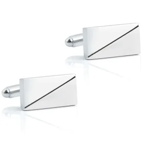 Custom Simple Fashion Sliver Rectangular Cufflinks Wholesale Men's Diagonal Line Cufflinks CL-C423 Manufacturer, Companies