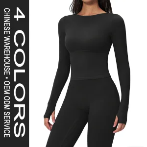 Roupas de Atividade Femininas Camisetas Vestuário de Fitness Ajuste Slim Yoga Manga Longa Respirável Camisa de Corrida Roupas Baratas Venda Online