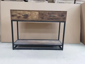 Modern Industrial Type Metal-Wooden Coffee Table with Drawers