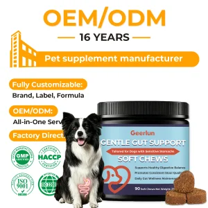 OEM Factory Supply Pet Natural Gut Support Soft Chews Promote Healthy Digestive Balance Probiotics Dogs Chews Supplements