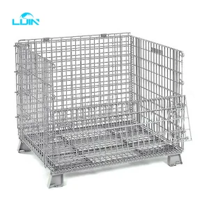 Tailored Collapsible Wire Container Tire Storage Folding Cage With Wheels