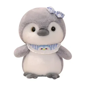 Pingüino de peluche personalizado con bufanda diseño personalizado juguete suave de pingüino
