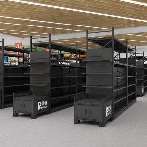 Heavy Duty Double-Sided Metallic Display Shelves