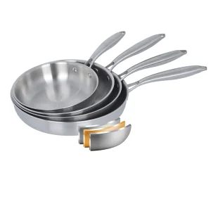 Customized logo Kitchen 3 Ply Cooking Pot Commercial Skillets Stainless Steel Frying Pan Set General Use for Gas Induction