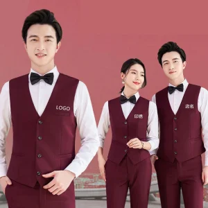 Waistcoat Formal Style Billiard Vest Hotel Staff Uniform Billiard Club Service Workwear with Logo Embroidery