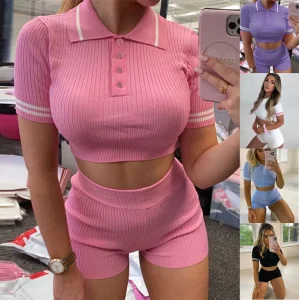 2025 Conjunto de Shorts Casuais Tricotados Sexy para Mulheres