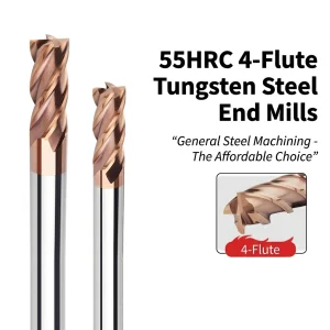 4 Mm 6mm 8mm 10mm 12mm HRC55 4 Flute Solid Carbide Flat End Mill Cutter For CNC Metal Milling