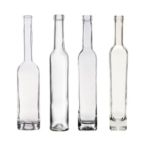Manufacturer 375ml 500ml Frosted Luxury Round Empty Flint Glass Liquor Ice Wine Dessert Whisky Bottle with Cork Lid