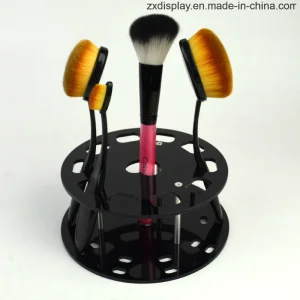 Estante de exhibición para juego de brochas de maquillaje acrílicas redondas