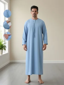 Men'S Arab Thobe and Dishdasha Robe, Boys Traditional Middle Eastern Clothing | Polyester Long Sleeve Robe for Ramadan