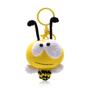Little Bee Plush Carabiner Keychain Soft Cotton Eco-Friendly Accessory for Backpacks and Keys