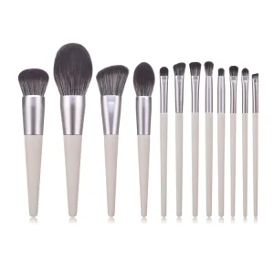 12 Pieces Tapered Handle Professional Premium Synthetic Kabuki Foundation Blending Blush Concealer Eye Face Liquid Powder Cream Makeup Cosmetics Brushes Kit