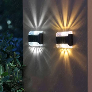 Outdoor Solar LED Step Light up Down Wall Lamp Waterproof for Yard Garden Lawn Patio Pathway Decoration