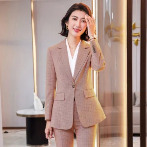 Ladies Tailored Women's Blazer with Princess Seams and Horn Buttons for a Flattering Fit Blazer Woman