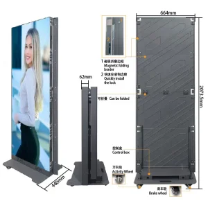 High Resolution Supports Folding 646*2025mm Plug and Play Gob Android System 4G WiFi USB LED Poster Display Screen