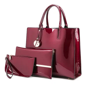 Professional Lady Portable Tote Bag Fashion Patent Leather Bright Leather Woman Bag