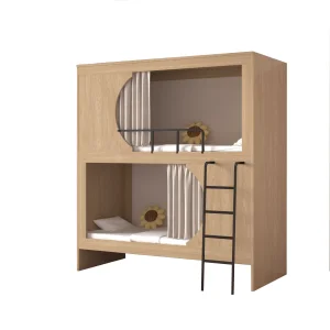 Modern Design Factory Space Capsule Hotel Bed Metal Wooden Bunk Bed for Youth Hostel & Private Apartment for Bedroom & Homestays