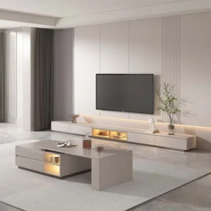 High-End Marble Rock Panel Table Top Simple Modern Living Room Furniture Waterproof Scratch Resistant Coffee Table with Drawer Coffee Table