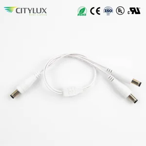 موصل كابل طاقة مقسم واحد ذكر إلى ذكرين أبيض 20AWG 16AWG 24V/12V DC 5.5*2.1mm