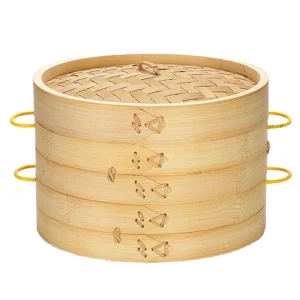 Streamer Bambu 2 Vaporiera Piroscafo Eco-Friendly Legno Da 14 Pollici Con Grande Fornello Rotondo E 6 Strati Ideale Per
