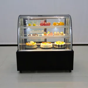 Food Storage Chiller Support OEM Air Cooling Square Glass Display White Cake Showcase