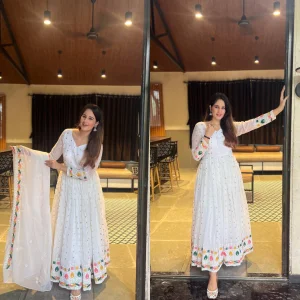 Elegant Designer Modern Heavy Faux Georgette Women's Salwar Kameez Fancy Sequence Work Quick Dry Winter Parties Festive Weddings
