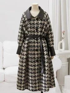 Marca de Moda de Roupas Personalizadas Design Casaco Longo Feminino Vestuário de Inverno Estilo Trendy Preço de Atacado de Alta Qualidade Fábrica Etiqueta Privada Logotipo Acessórios de PU