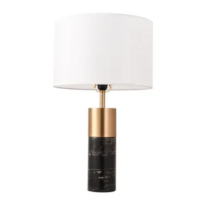 Nordic Luxury Gold Creative Bedside Desk Light Retro Bedroom Decorative Marble Base Brass Table Lamp