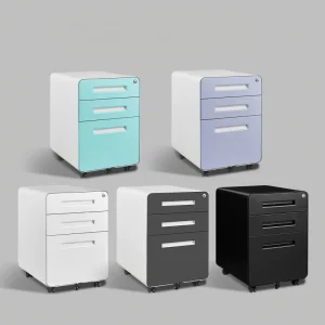 Steel Drawer Filing Cabinet Portable Office Mobile Pedestal Cabinet Under Desk File Storage Cabinet  Metal Mobile File Cabinet
