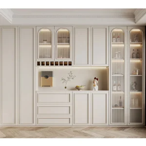 European Style Custom Glass Door Wine Cabinet