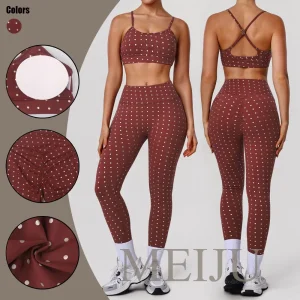 Polka DOT Women's Activewear Matching Sets Leggings Sports Bra Fitness Gym Clothes