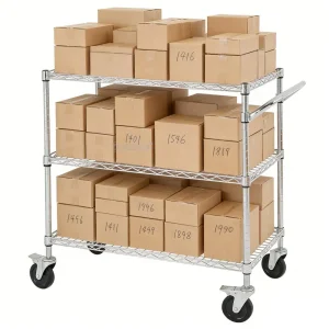 Industrial Warehouse Logistics Storage Chrome Steel Wire Mesh Trolley Transport Hand Cart