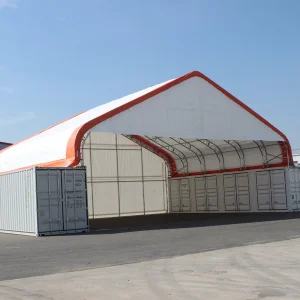 15X12m هيكل مبنى مستودع من الفولاذ ذو إطار مزدوج مع حاويات تخزين