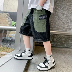Ropa personalizada para niños, ropa para niños, jeans de verano, vaquero de algodón, cintura elástica, jeans para bebés