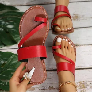 Wholesale Best Seller Rubber Sole Open Toe Flat Sandals PU Upper Part of the Shoe Casual Sandals With High Material
