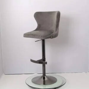 Modern Grey Velvet Bar Stool Adjustable Swivel Counter Height Stool for Kitchen Island &amp; Bar