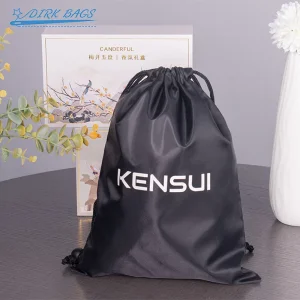 Custom printed reusable polyester drawstring bag