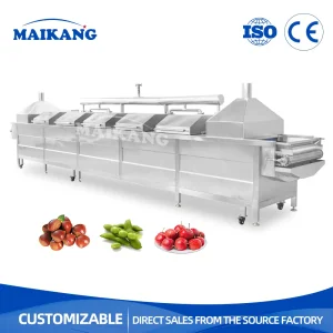 Cozinheiro a Vapor de Cozinha Contínuo e Automático para Preparação de Carne em Hambúrguer