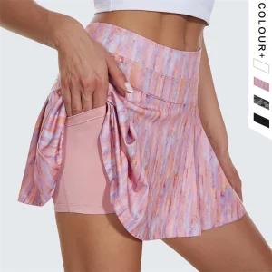 Saia de tênis dupla camada camuflada de primavera para mulheres, ioga, fitness, casual, golfe, esportes, corrida, respirável