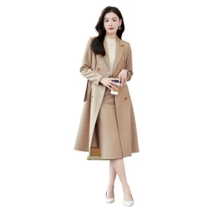 2026 New Style Trench Coat for Women, Spring and Autumn Fashionable Elegant Long, Korean-Style Casual Suit for Women