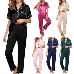 Conjunto de pijamas de satén para mujeres