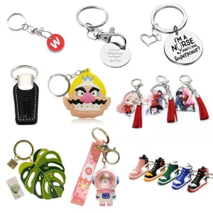 Promotional Custom Logo Acrylic Cute Anime Keyring Embroidery Plastic Leather Car Key Chain Silicone Rubber PVC Sneaker Shoe Bottle Opener Enamel Metal Keychain