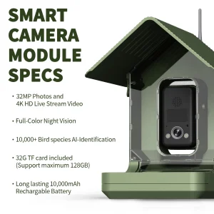 Willfine 4K AI Bird Feeder Camera
