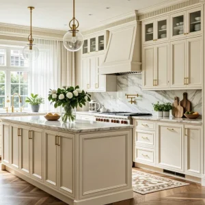 Customized High Gloss Kitchen Furniture Modern Kitchen Cabinet Solid Wood Modular Design Foshan Cupboard Set Outdoor Storage PVC Green Ready to Assemble Cabinet